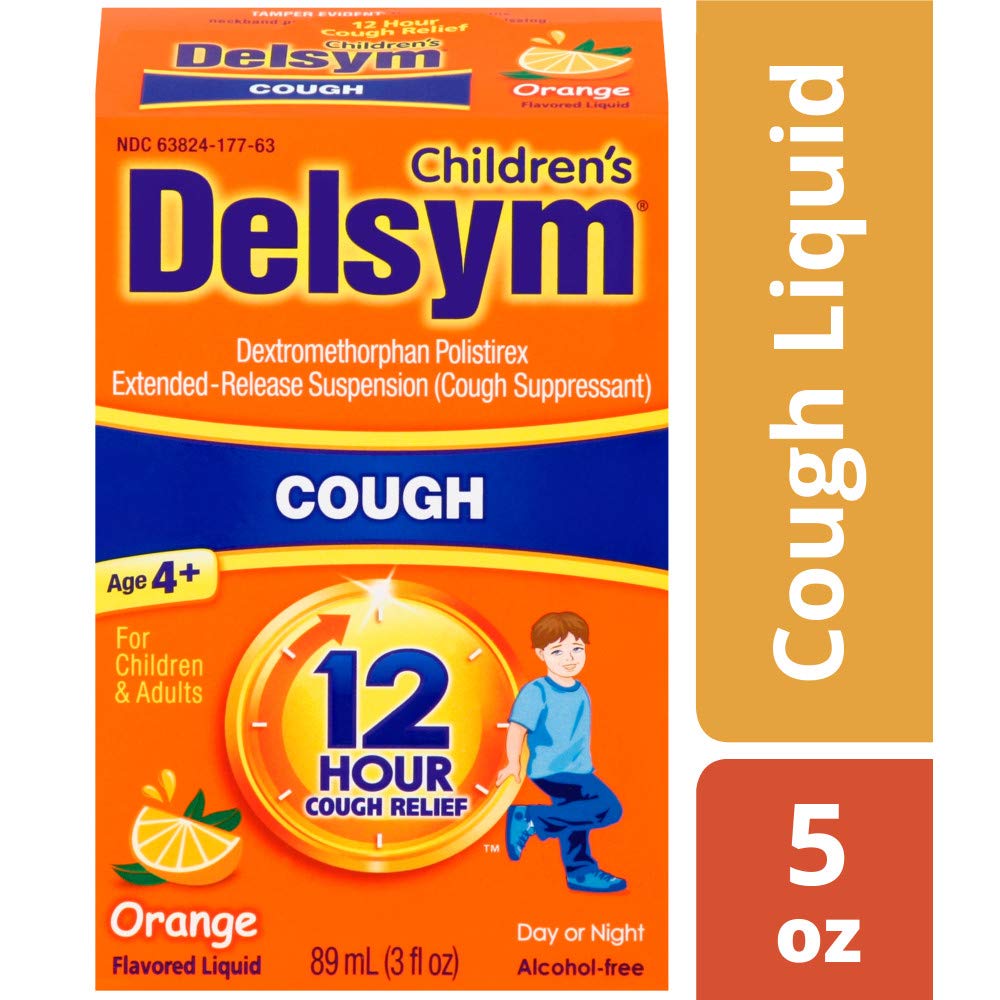 Delsym Children's Cough Suppressant Liquid, Orange Flavor, 5 Ounce EXP 4/2023