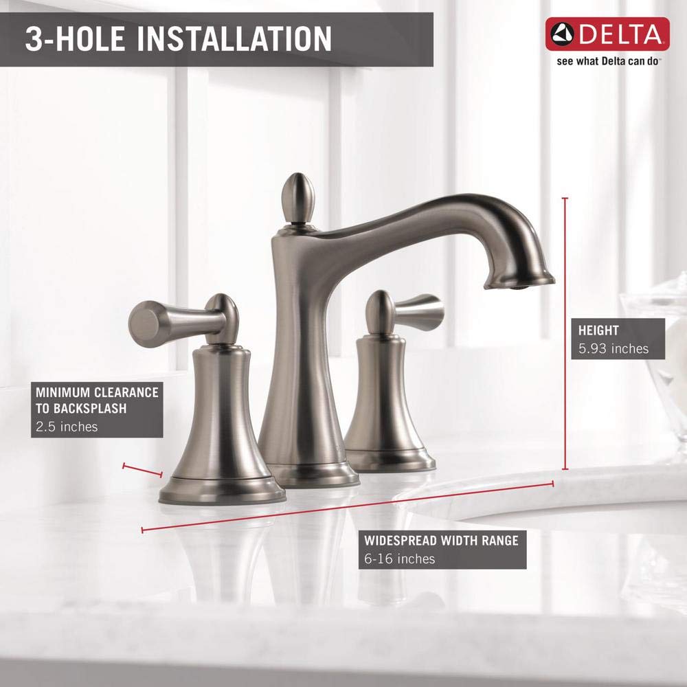 Delta Rila 8 inch Widespread 2-Handle Bathroom Faucet in SpotShield Brushed Nickel