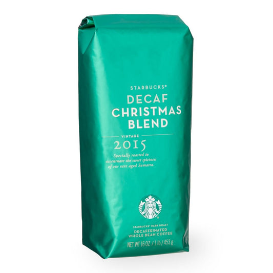 PACK OF 5 Starbucks Christmas Blend Decaf 16 Oz each 5 Lbs Whole Bean BB 4/2019