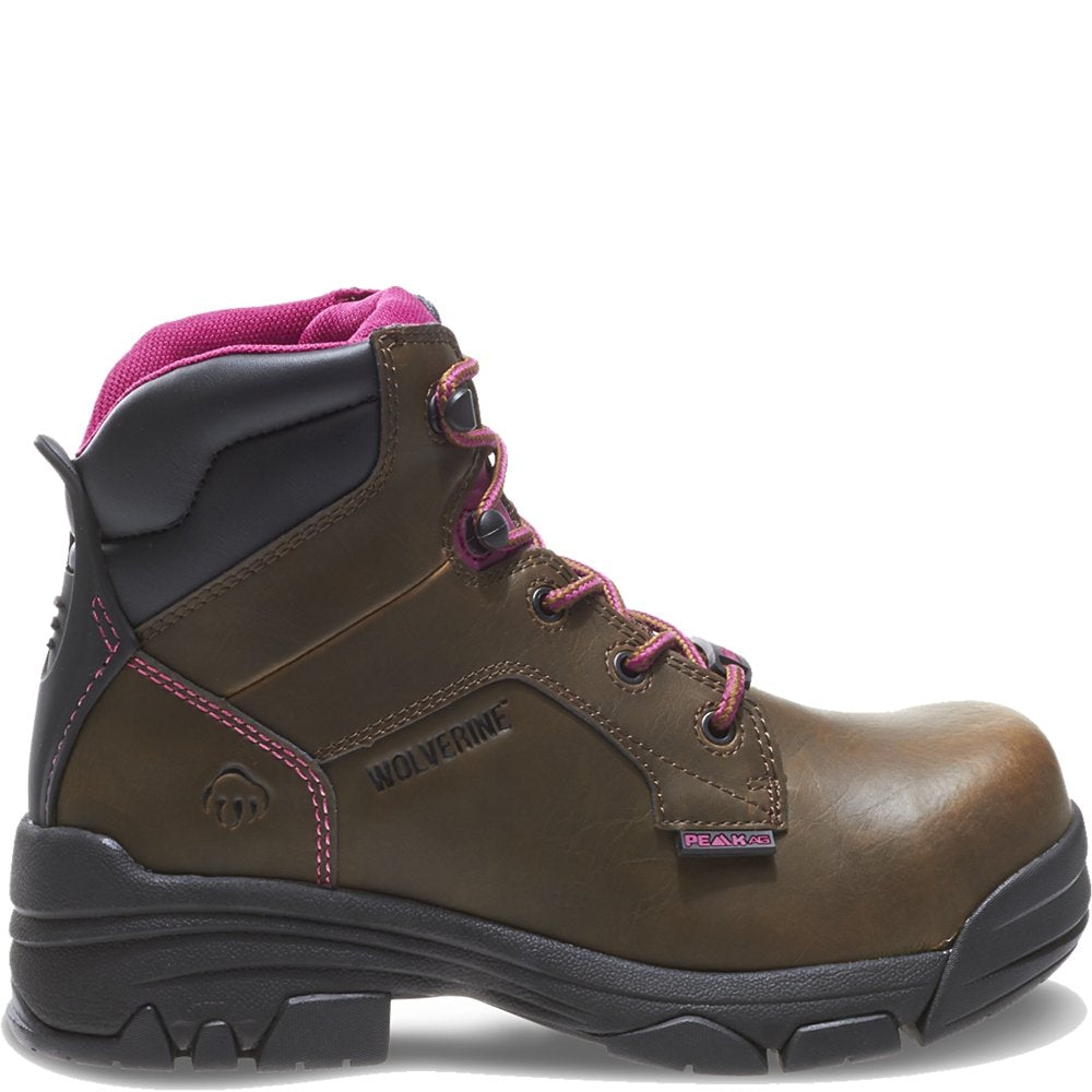 Wolverine Merlin Waterproof Composite-Toe 6" Work Boot Women 7 Brown