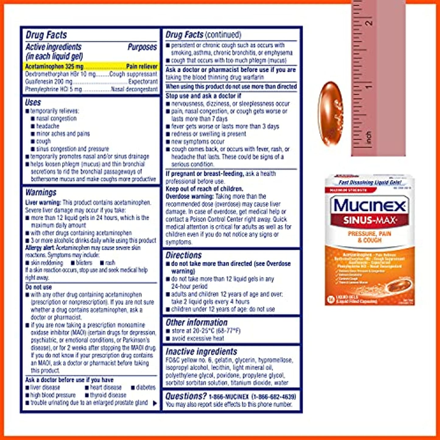 Mucinex Sinus-Max Max Strength Pressure, Pain & Cough Liquid Gels 16 ea