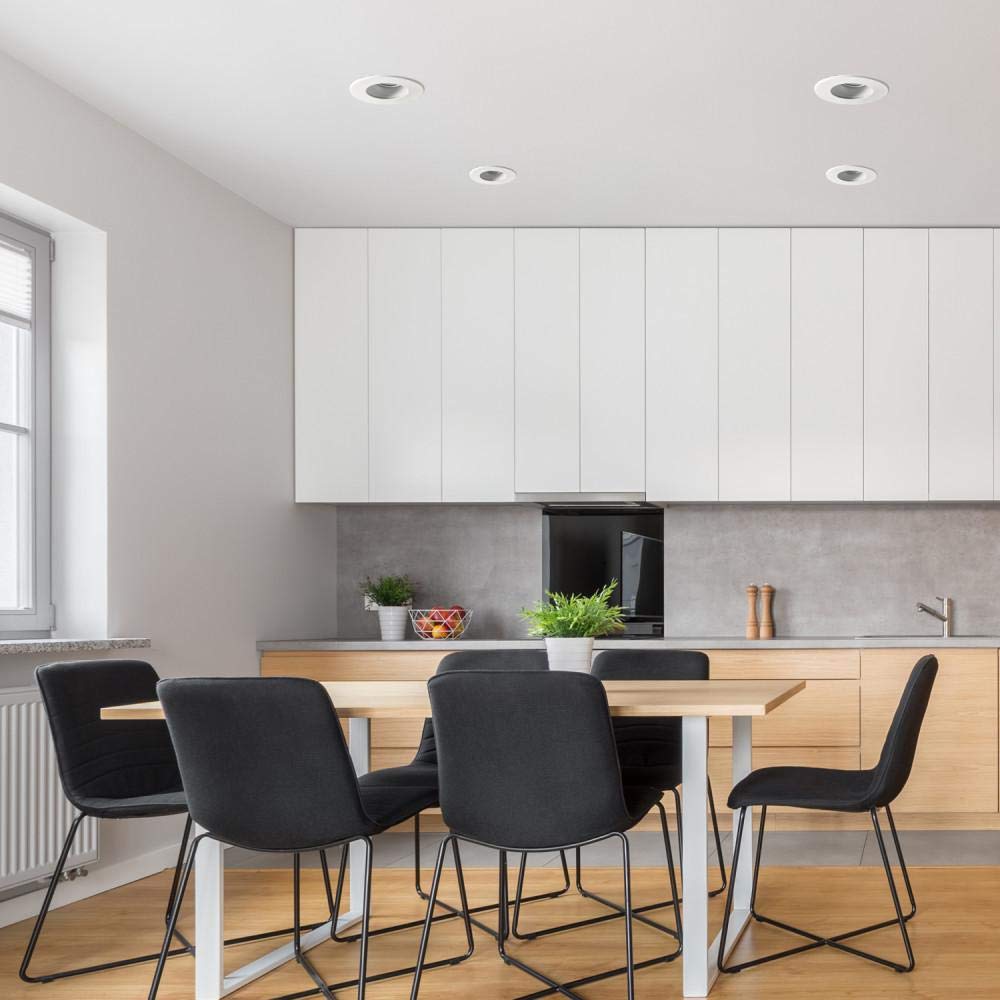 Commercial Electric 4 in. White LED IC Rated Swivel Baffle Round Trim Recessed..