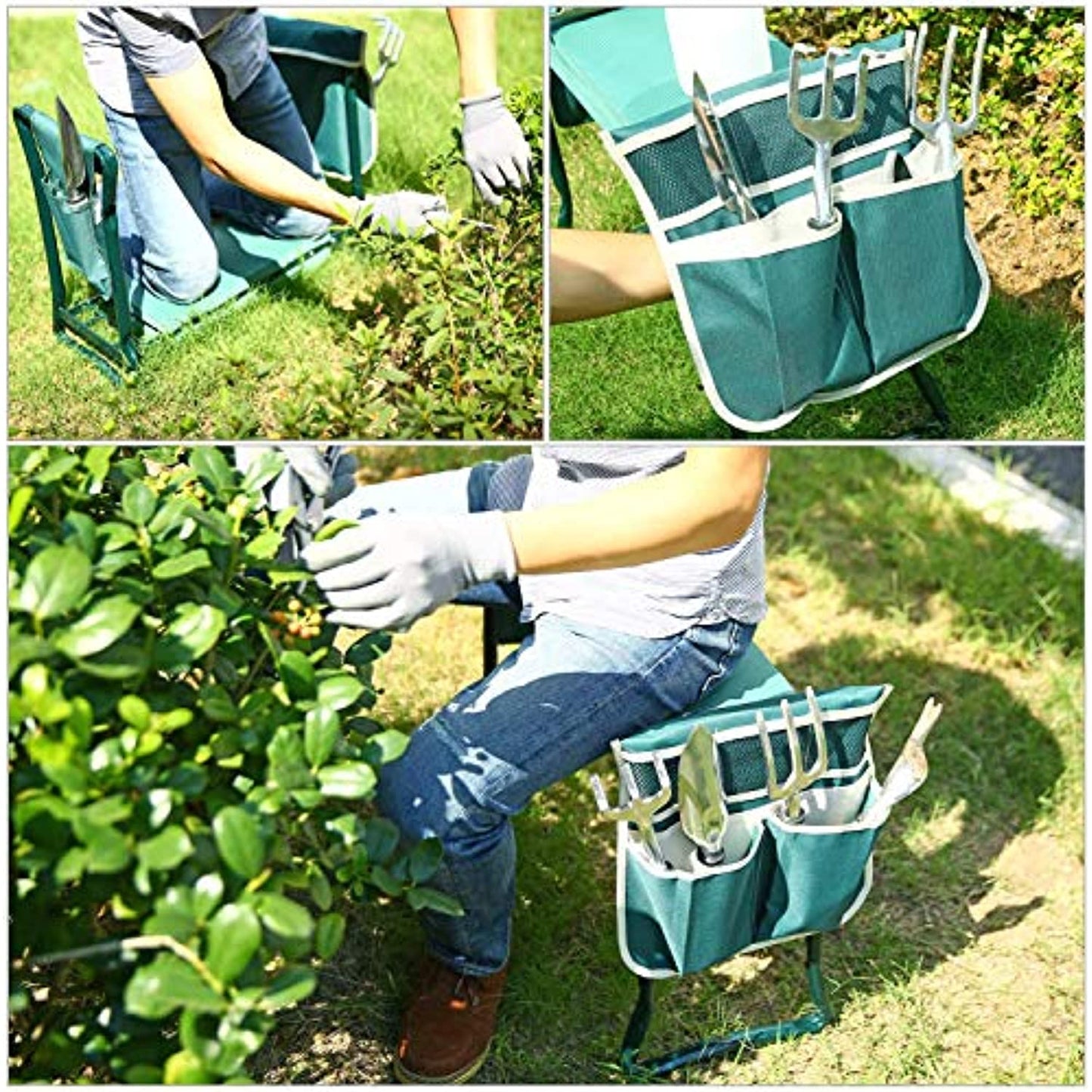 Ohuhu Upgraded Garden Kneeler and Seat with Thicken & Widen Soft Kneeling Pad