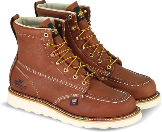 Thorogood 804-4200 Men's American Heritage 6" Moc Toe, MAXwear Wedge Safety Boot, Tobacco Oil-Tanned - 9 2E US