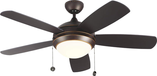 Monte Carlo 5DIC44RBD-V1 Discus Classic II 44" Ceiling Fan with LED Light and Pull Chain, 5 Blades, Roman Bronze