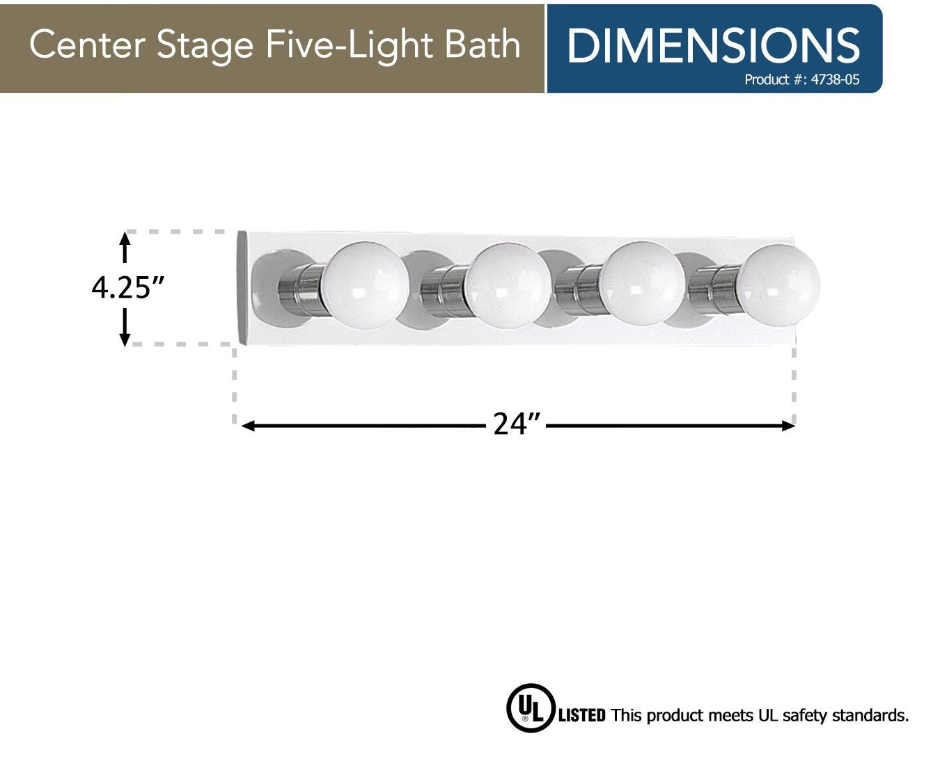 Sea Gull Lighting 4738-05 Center Stage Four-Light Bath or Wall Light Fixture, Chrome Finish