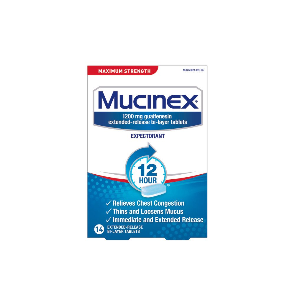 Mucinex Max Strength Expectorant 1200mg 12-HR Relief 14 Tabs Exp 2/2025