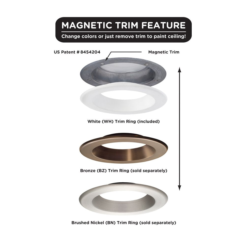 Designers Fountain EV608941WH27 Easy Up 6" 2700K Warm White 91 CRI Integrated LED Recessed Light with J-Box (No Can Needed), 1 Pack,