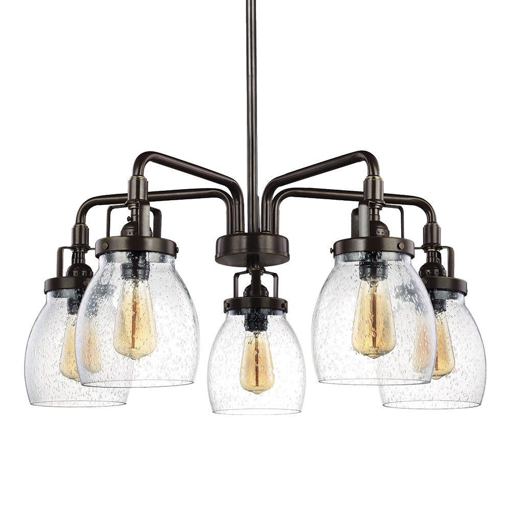 Sea Gull Lighting 3114505-782 Belton Five-Light Chandelier with Clear Seeded Glass Shades, Heirloom Bronze Finish