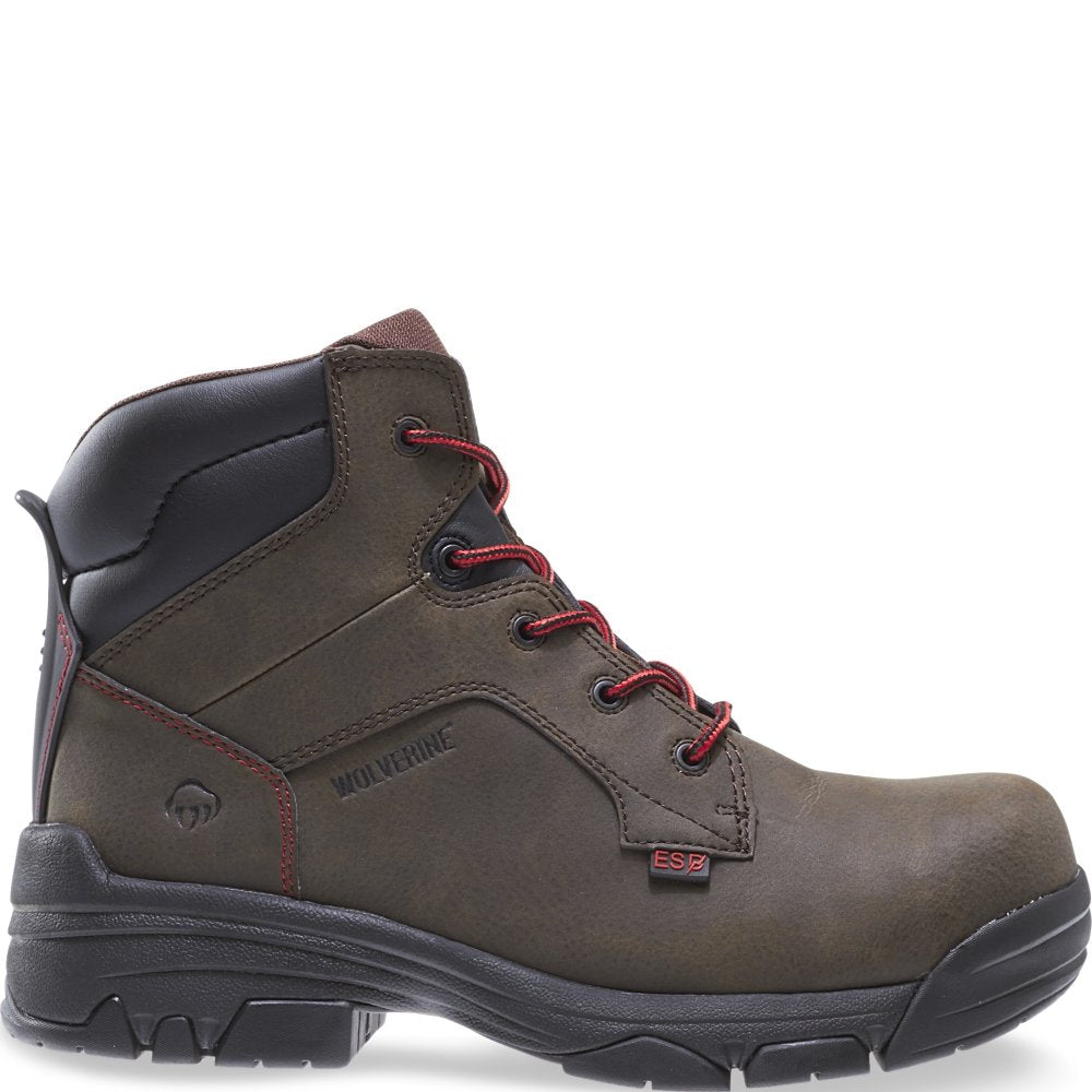 Wolverine Merlin ESD Composite Toe 6" Work Boot Men 8 Dark Brown