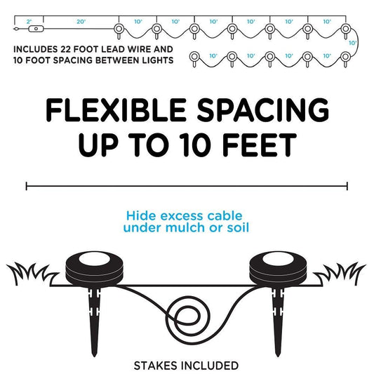 Enbrighten 41017 Seasons LED Landscape Lights (110ft.), Selectable White & Color Changing, 12 Lifetime Pucks, Wireless Remote, Outdoor, Commercial Grade, Weatherproof, Spotlight, Garden, Path Light