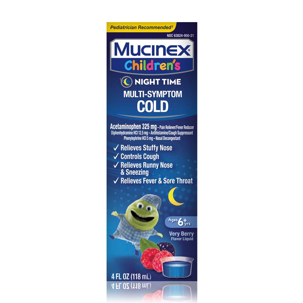 Mucinex Childrens Multi-Symptom Night Liquid Very Berry 4 oz Exp 9/23 NO BOX