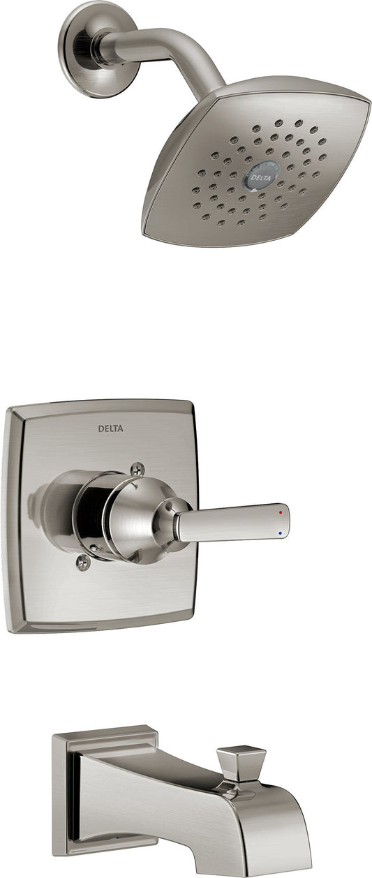 Delta Faucet Ashlyn 14 Series Single-Function Tub and Shower Trim Kit with Single-Spray Touch-Clean Shower Head, Stainless T14464-SS (Valve Not Included)