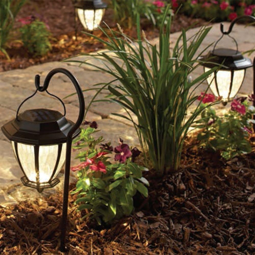 Hampton Bay Matte Black Solar Path Light (4-Pack)