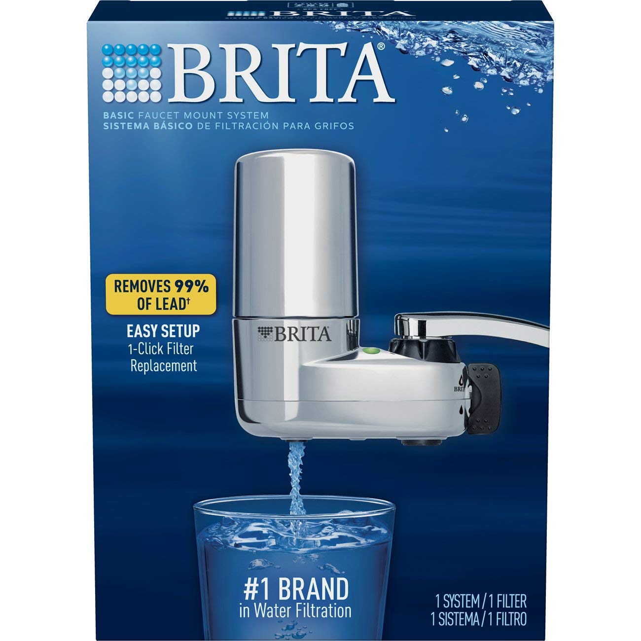 NEW BRITA FILTER CHROME TAP WATER FAUCET FILTRATION SYSTEM FITS STANDARD FAUCETS