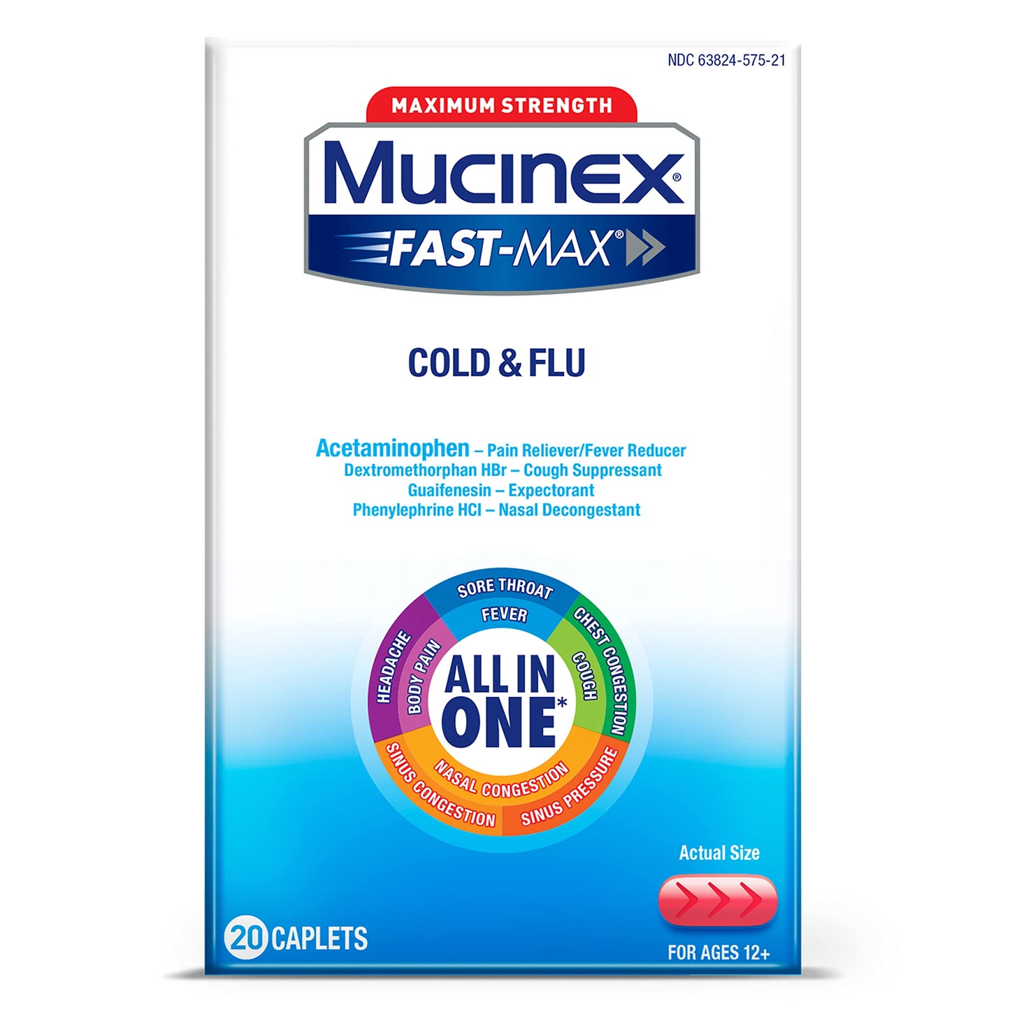 Mucinex Fast-Max Cold & Flu Maximum Strength 20 Caplets EXP. 9/2023