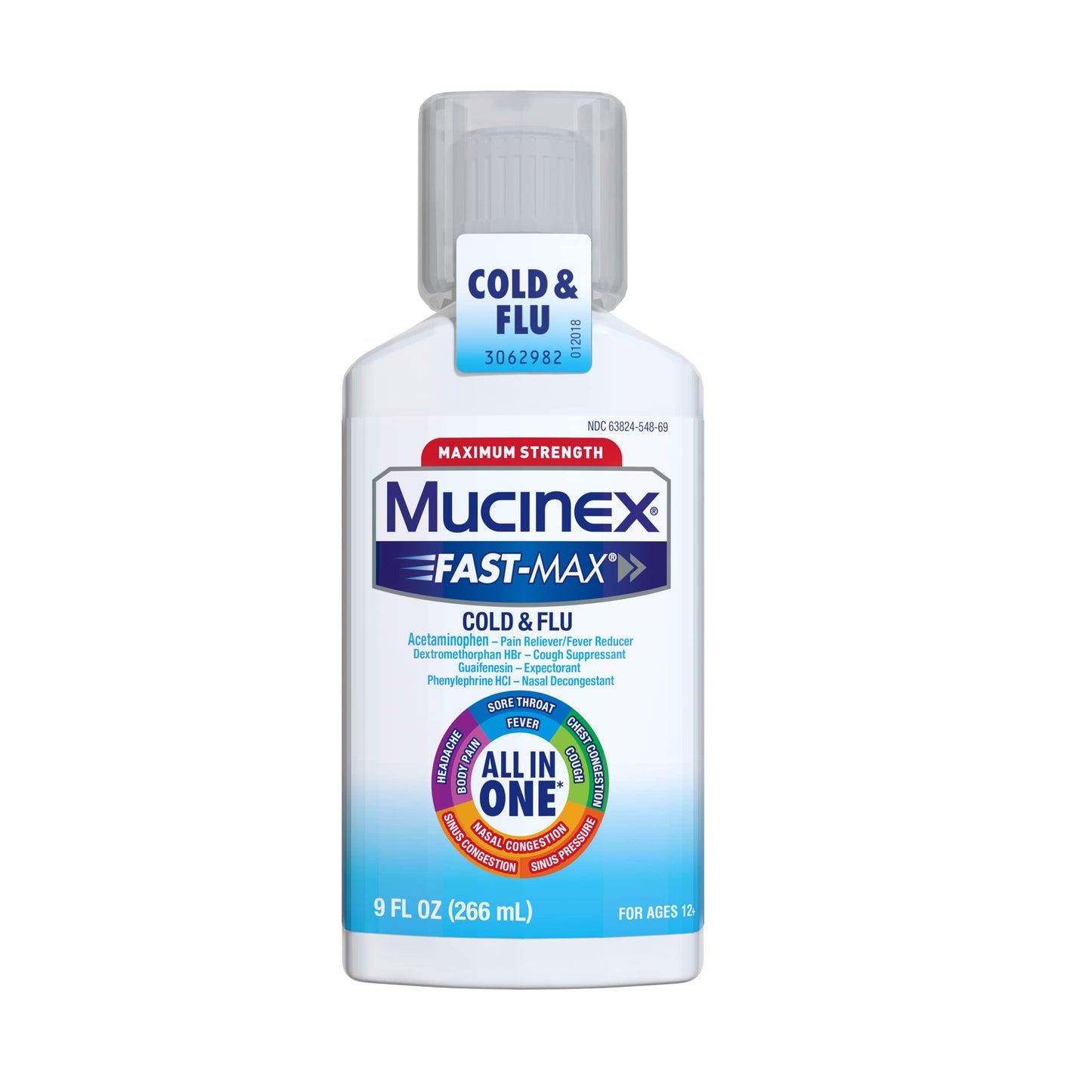 Mucinex Fast-Max MAXIMUM STRENGTH All-In-One Cold & Flu Liquid 9 OZ EXP 3/2023