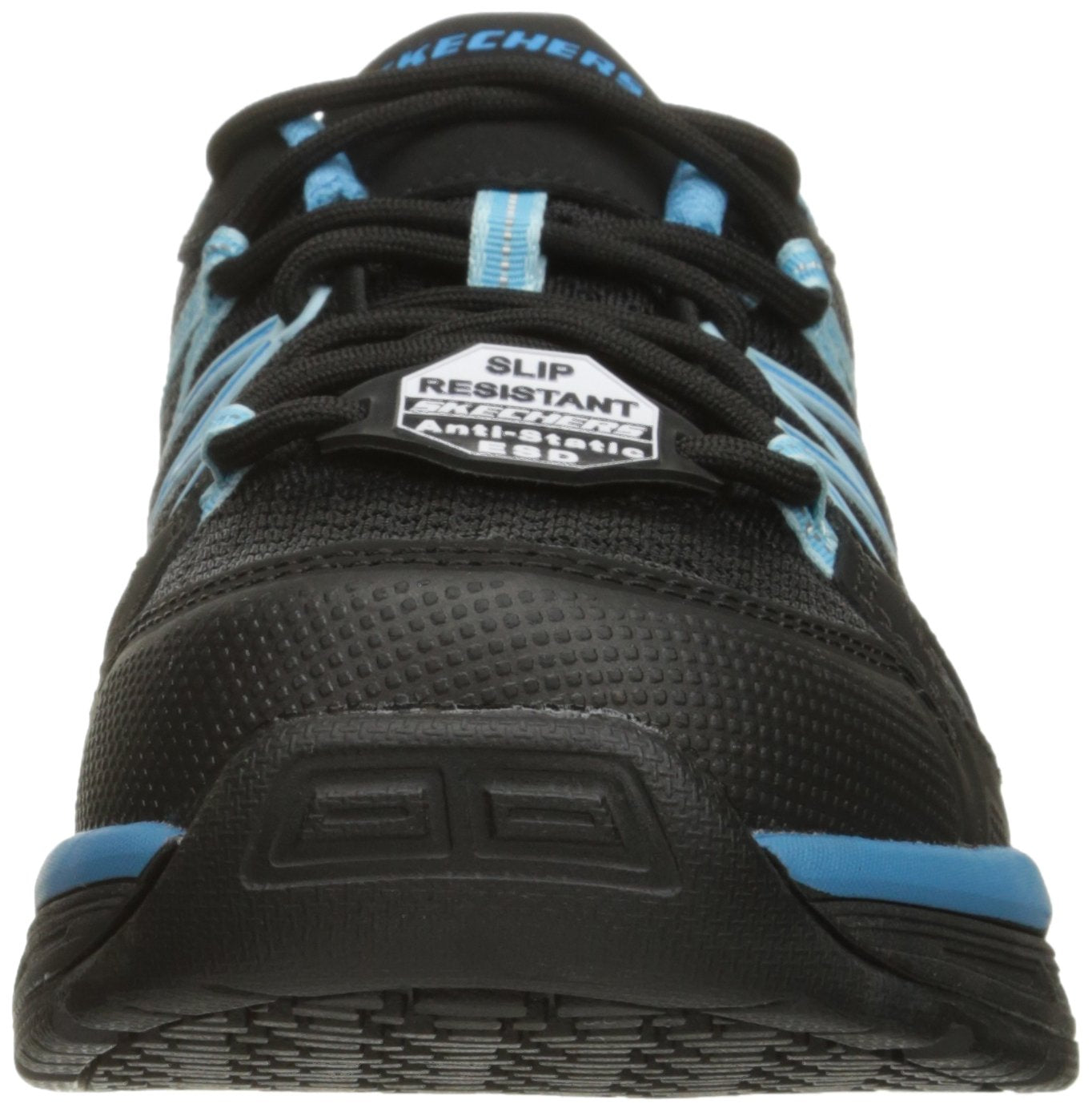 Skechers for Work Women's Conroe Abbenes Work Shoe,Black/Light Blue,6.5 M US