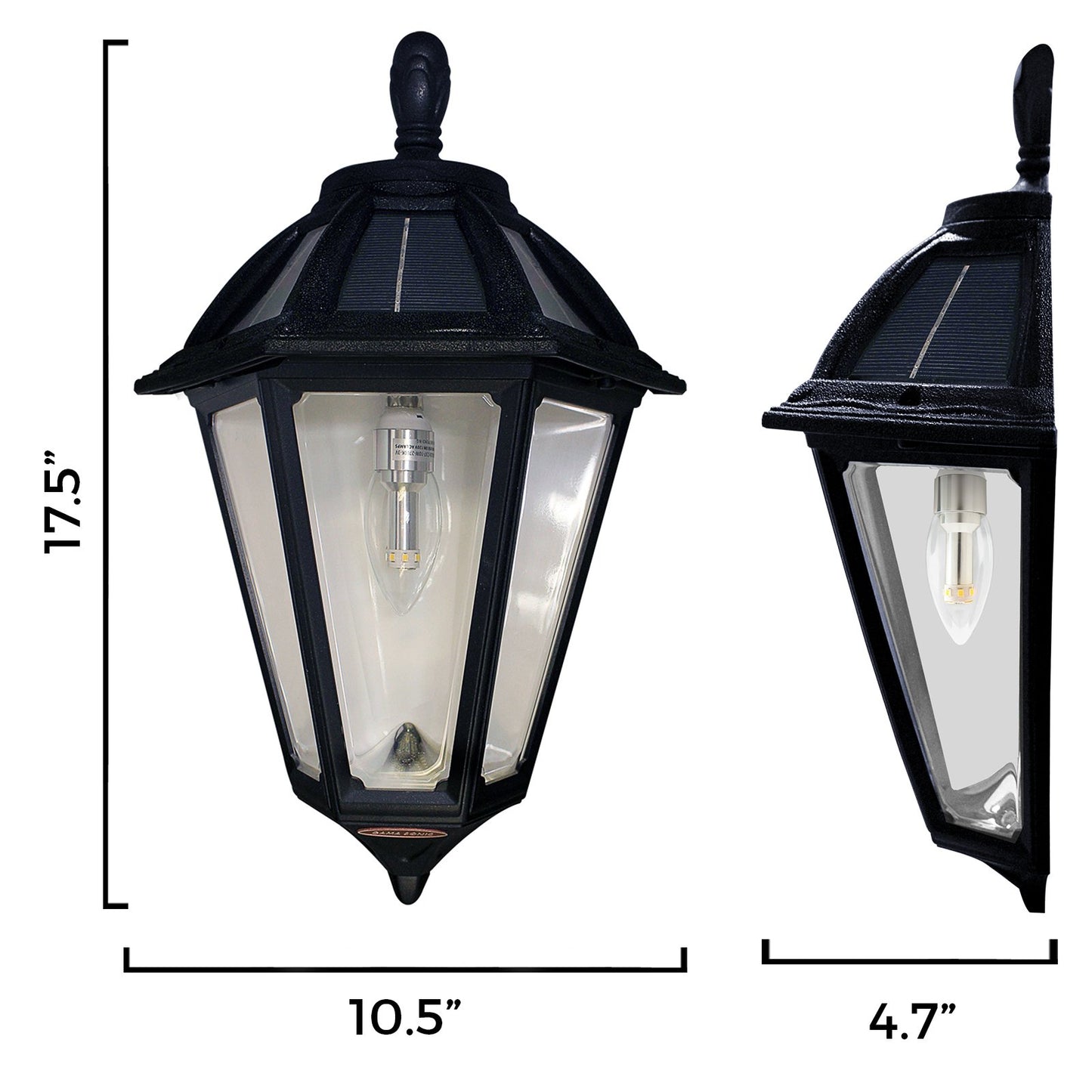 Gama Sonic GS-179-BLK Polaris Lamp Outdoor Solar Light Fixture, Wall Mount Sconce, Black