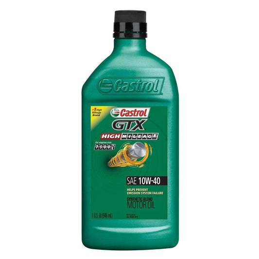 Castrol 06460 GTX High Mileage 10W-40 Synthetic Blend Motor Oil, 1 Quart, 6 Pack