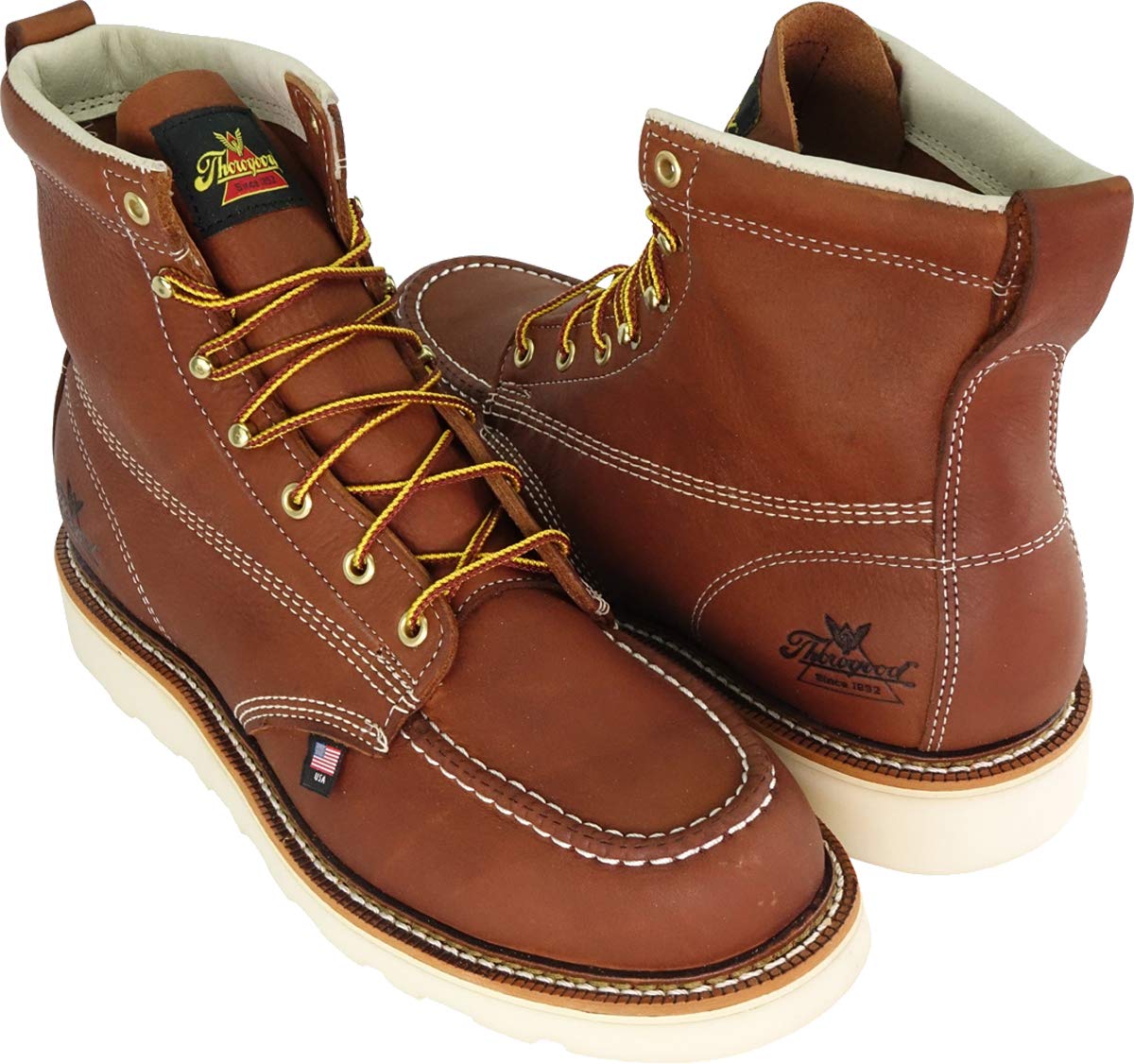 Thorogood 804-4200 Men's American Heritage 6" Moc Toe, MAXwear Wedge Safety Boot, Tobacco Oil-Tanned - 9 2E US