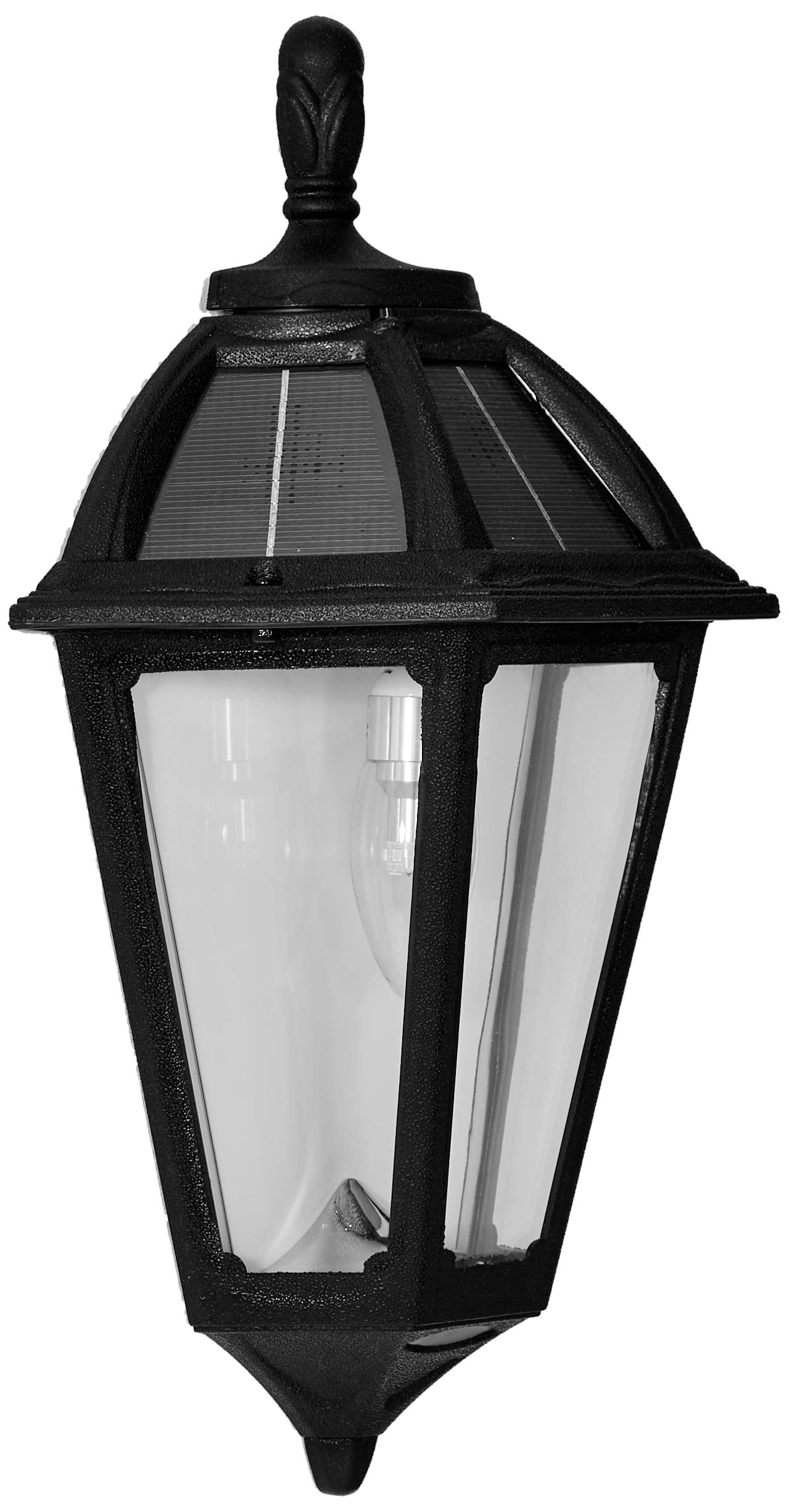 Gama Sonic GS-179-BLK Polaris Lamp Outdoor Solar Light Fixture, Wall Mount Sconce, Black