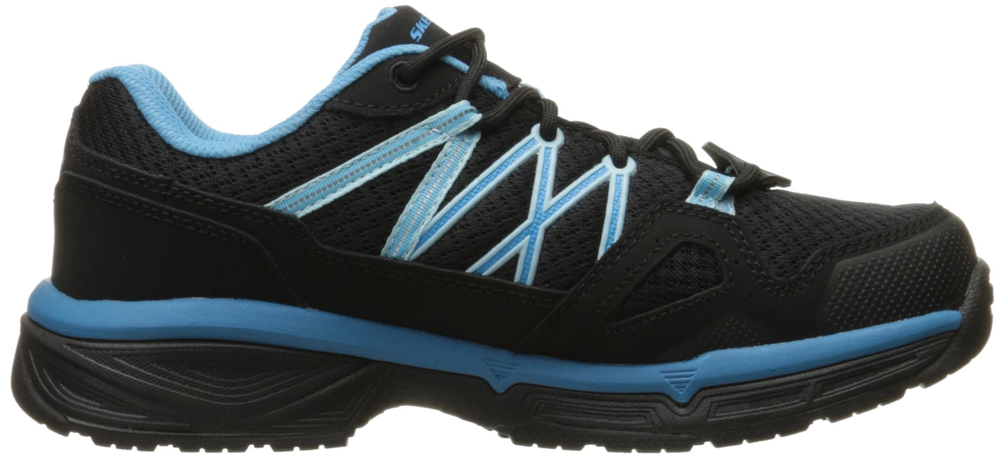 Skechers for Work Women's Conroe Abbenes Work Shoe,Black/Light Blue,6.5 M US