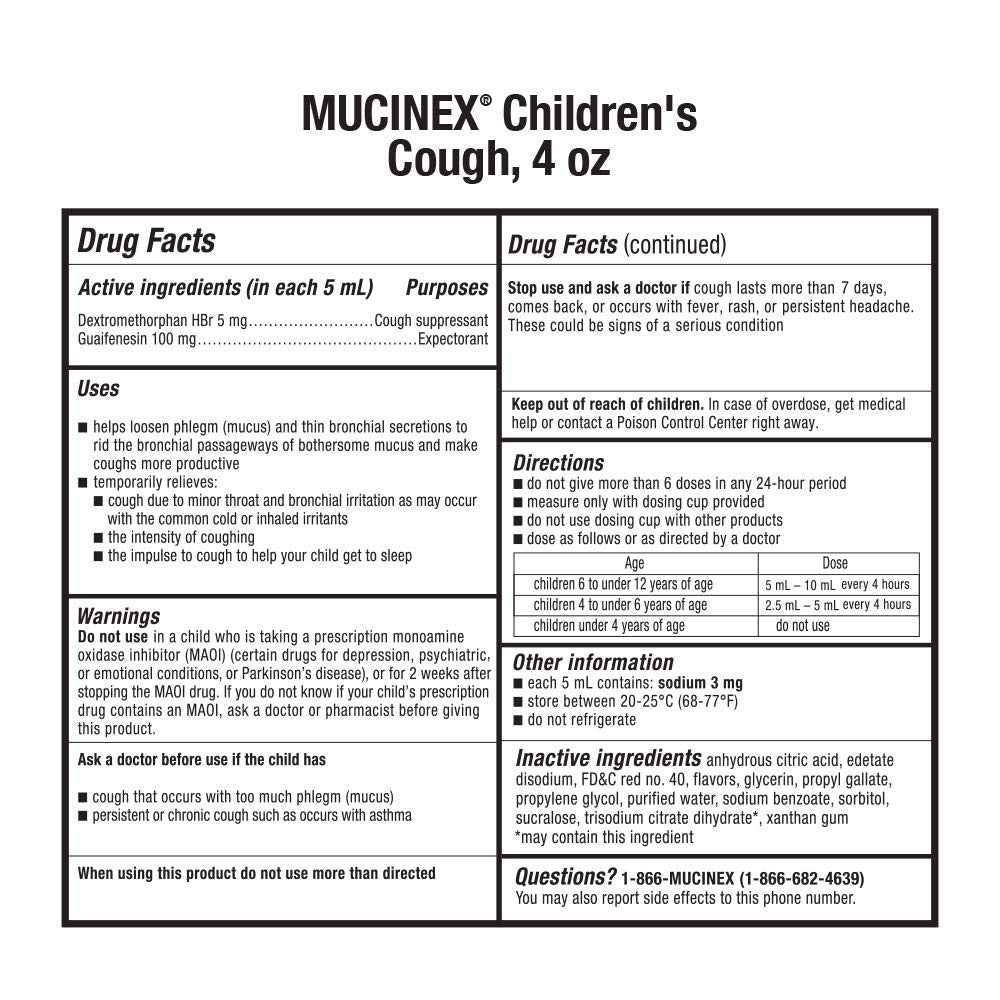 Mucinex Children's Expectorant - Cherry, 4.0 Fl Oz EXP 2/2025