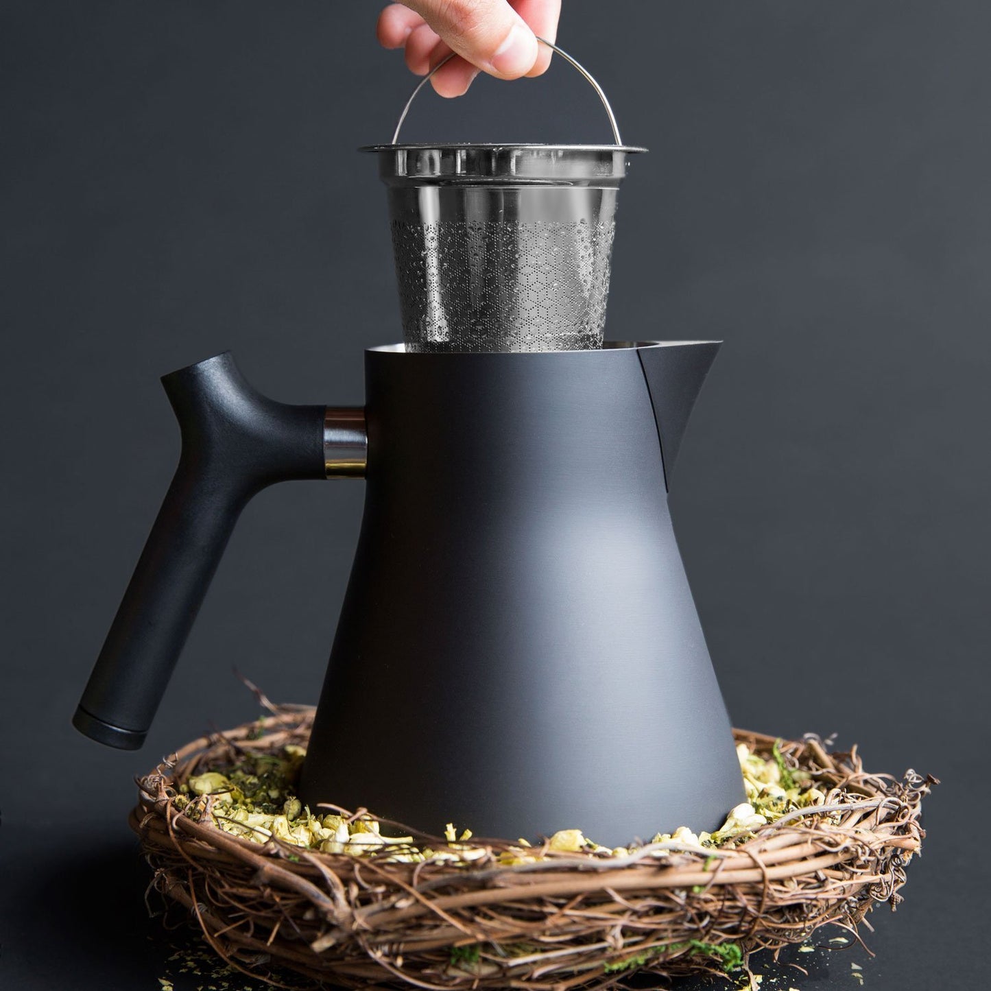Fellow Raven Stovetop 1L Tea Kettle + Large Tea Filter (Matte Black)