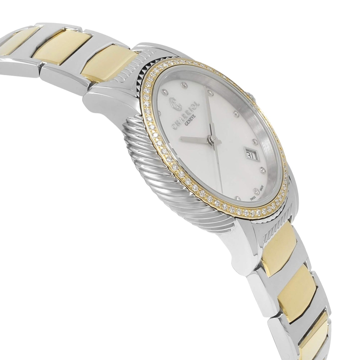 Charriol Parisii MOP 0.40cttw Two Tone Steel Quartz Ladies Watch P33SY2D.921.001
