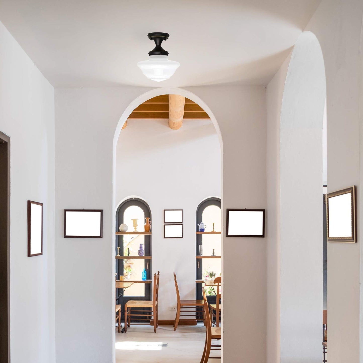 Design House 577502 Schoolhouse Semi-Flush Ceiling Light, Opal Glass, Oil Rubbed Bronze