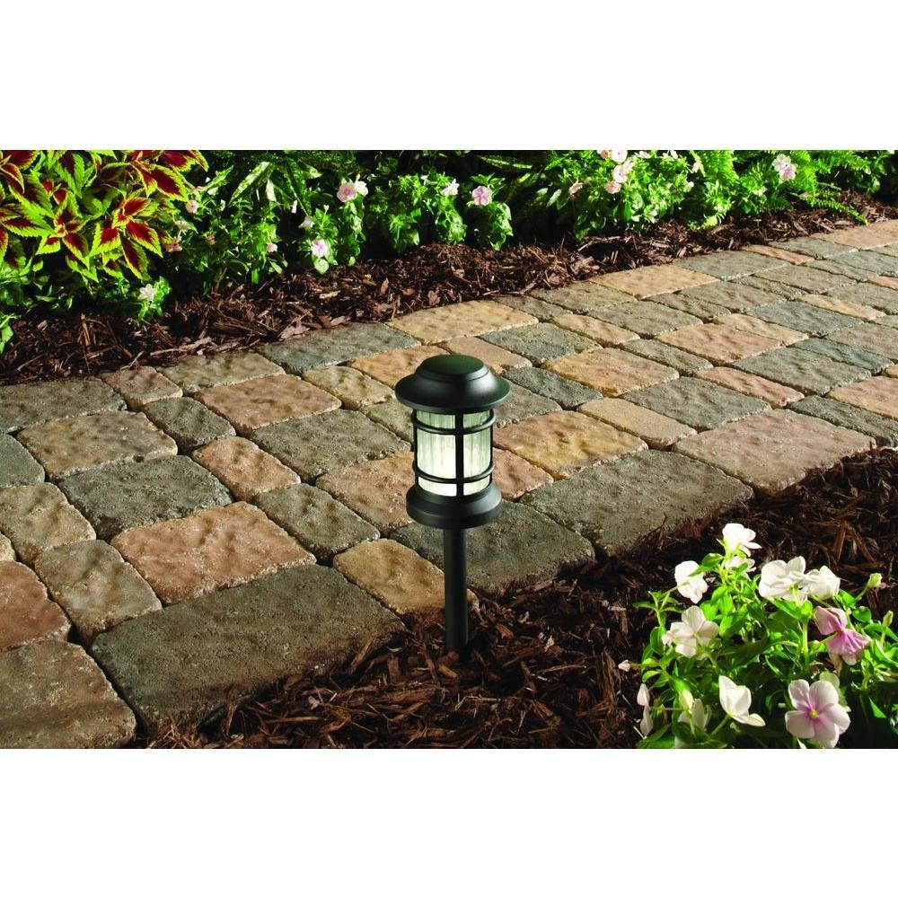 LOT of 4 Hampton Bay Low-Voltage Outdoor LED Landscape Path Light Ribbed Glass