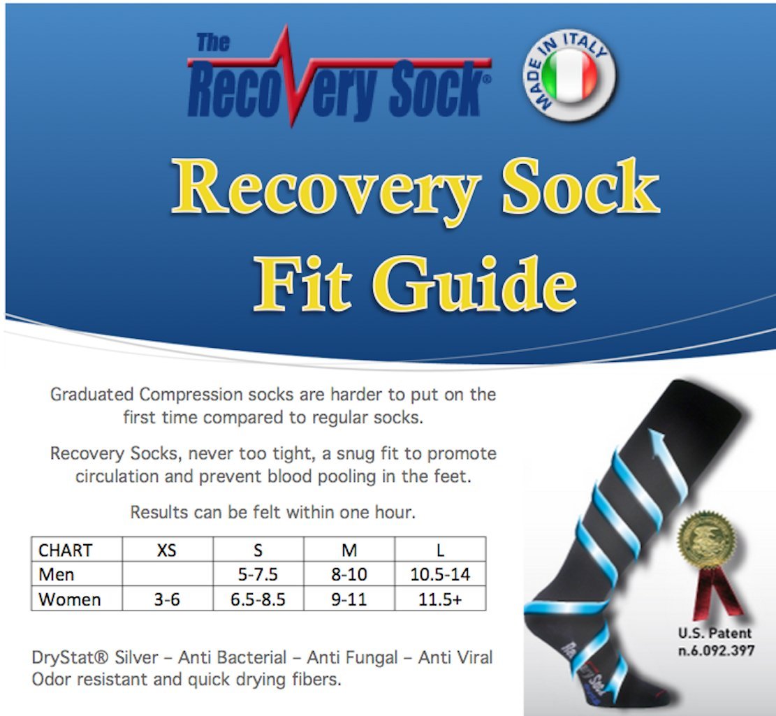 Vitalsox Italy Recovery, "On Your Feet All Day" TRUE Graduated Compression Socks, Silver Drystat - RVS08910 One Pair (Black, Medium) - RVS08910