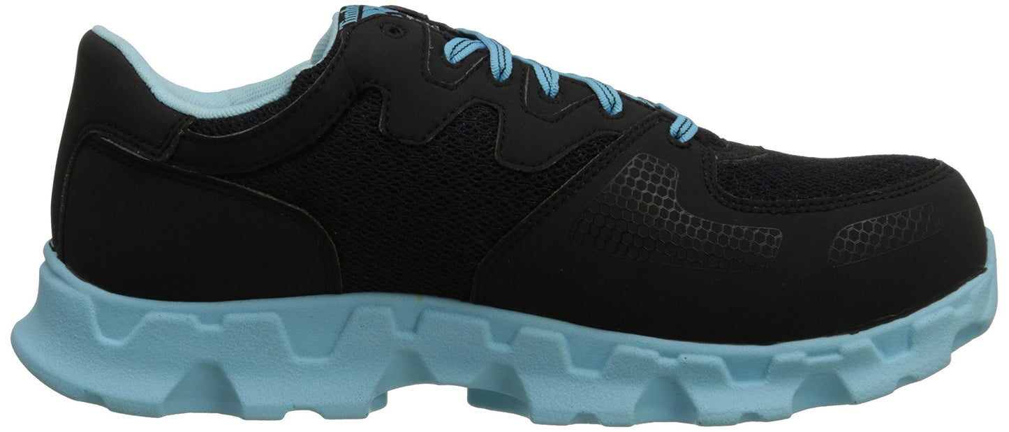 Timberland PRO Women's Powertrain Alloy Toe ESD W Industrial Shoe,Black/Blue Microfiber And Textile,9.5 W US