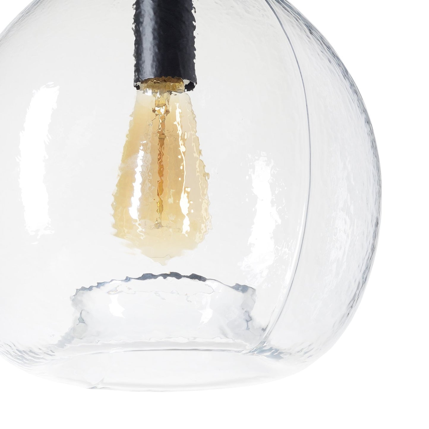 CASAMOTION Wavy Hammered Hand Blown Glass Pendant Light, 1 hanging Light, 11'' diam.16.9''h, Clear