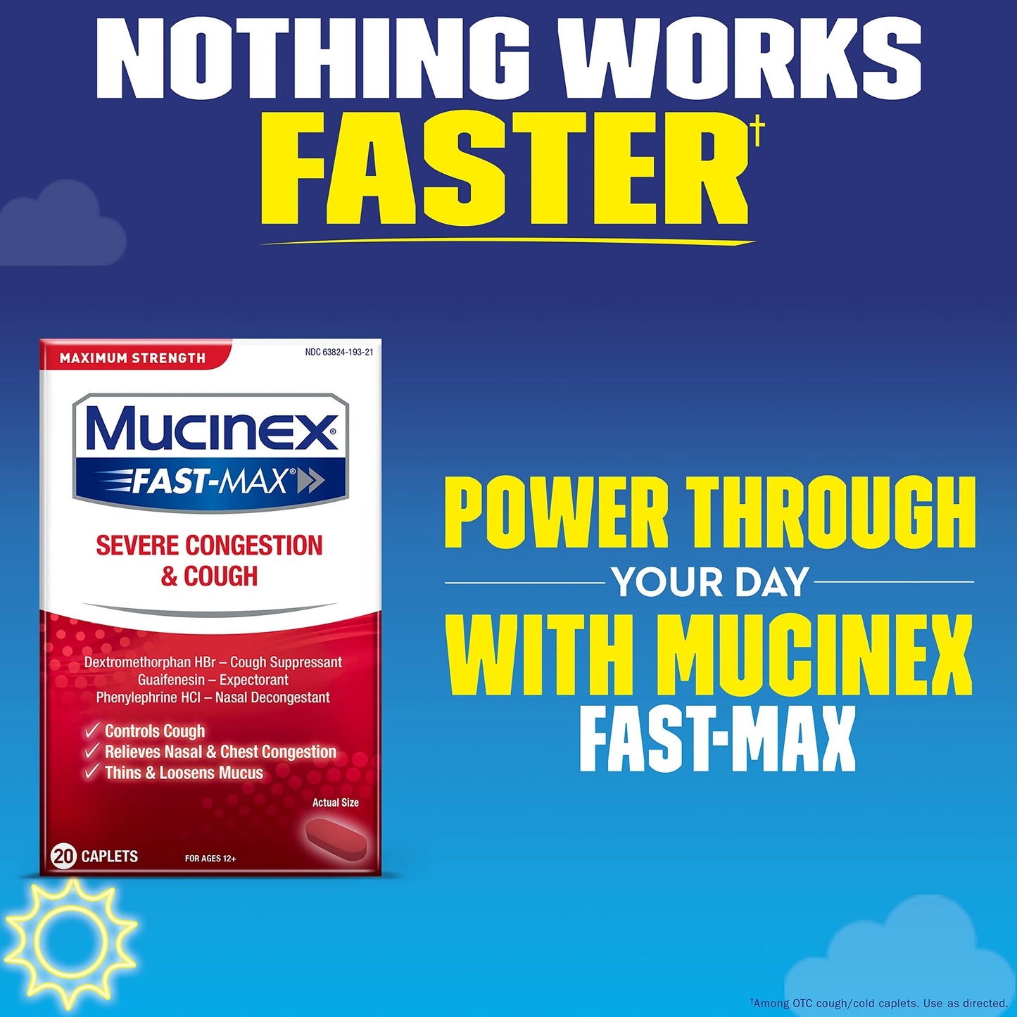 Mucinex Fast-Max Adult Severe Congestion & Cough, 20ct EXP 7/23 DAMAGED BOX