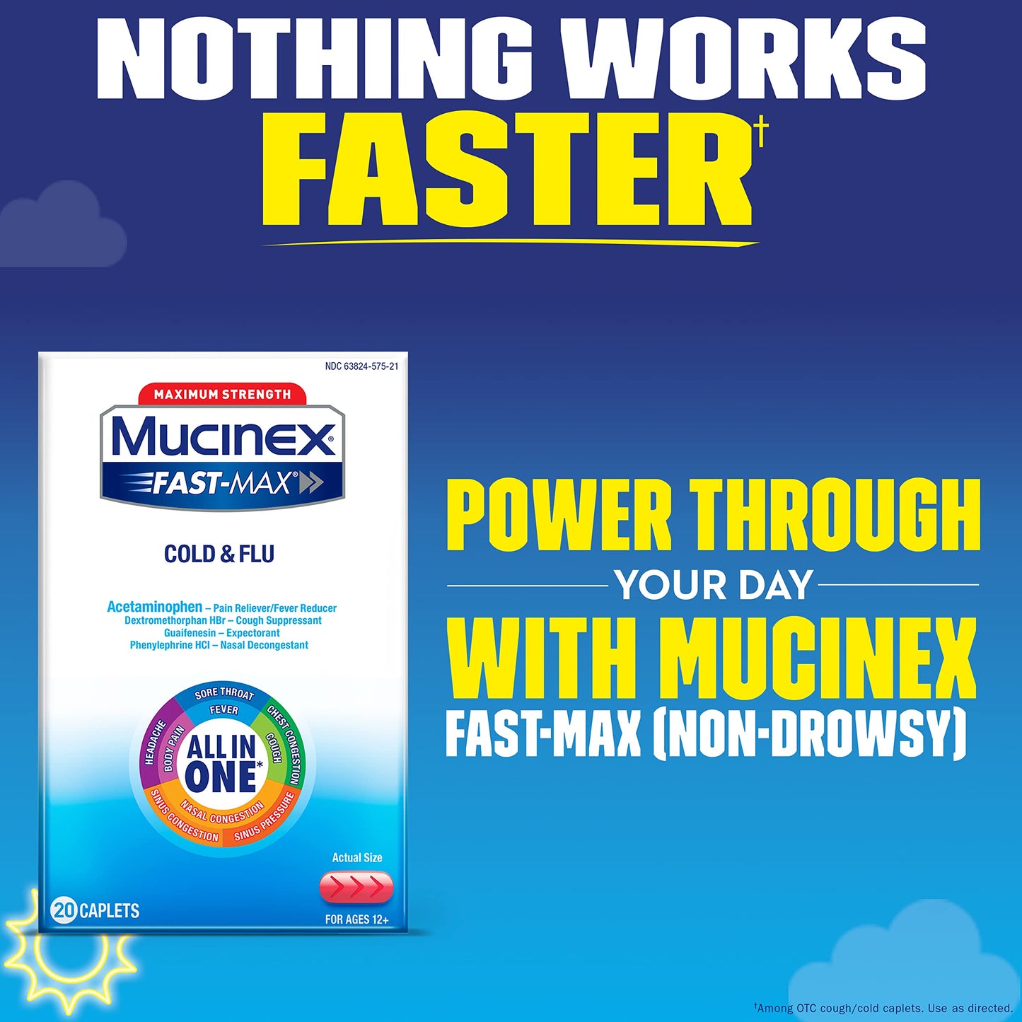 Mucinex Fast-Max Cold & Flu Maximum Strength 20 Caplets EXP. 9/2023