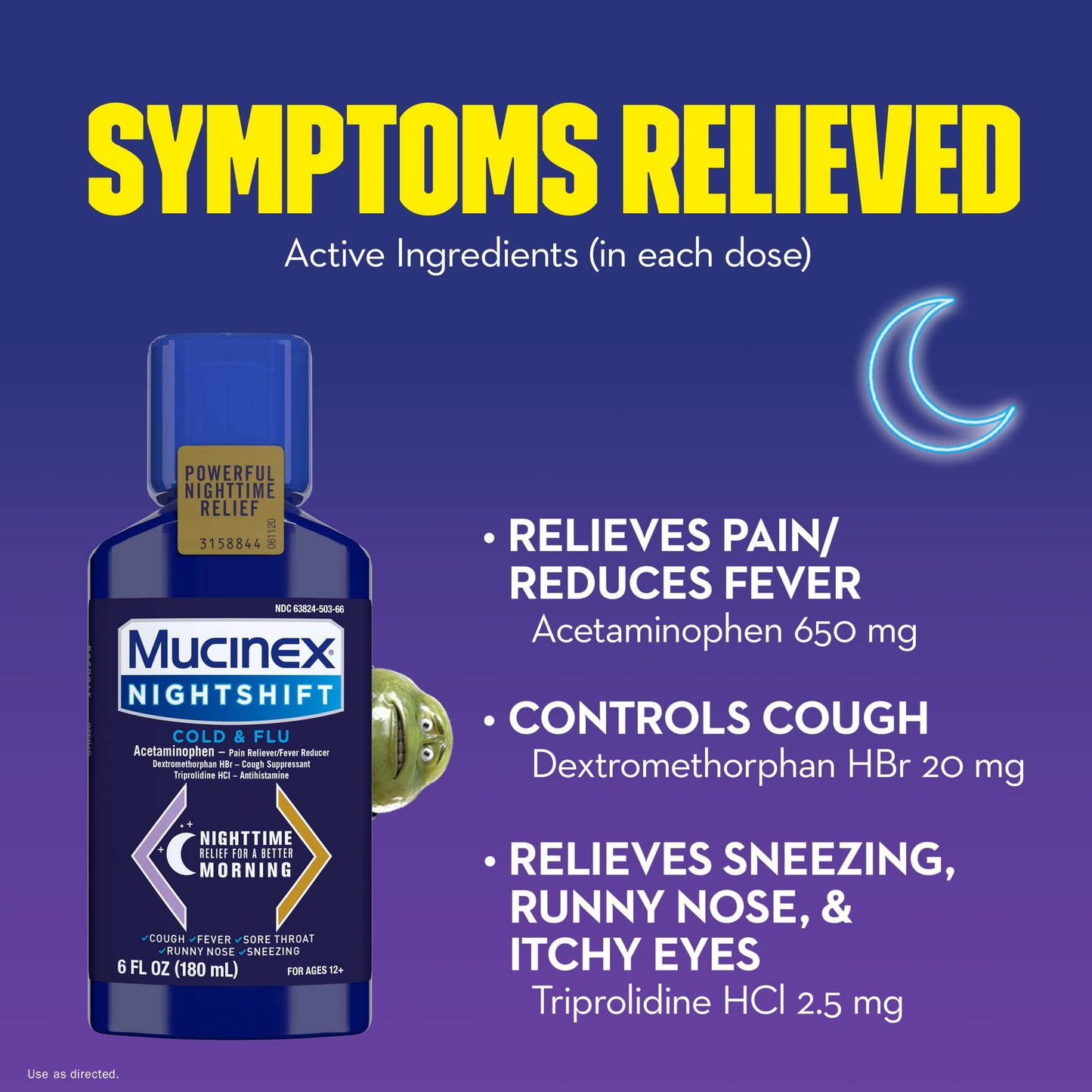 Mucinex NightShift Cold & Flu (6 oz) EXP 9/23 - Lot of 3 NEW SEALED