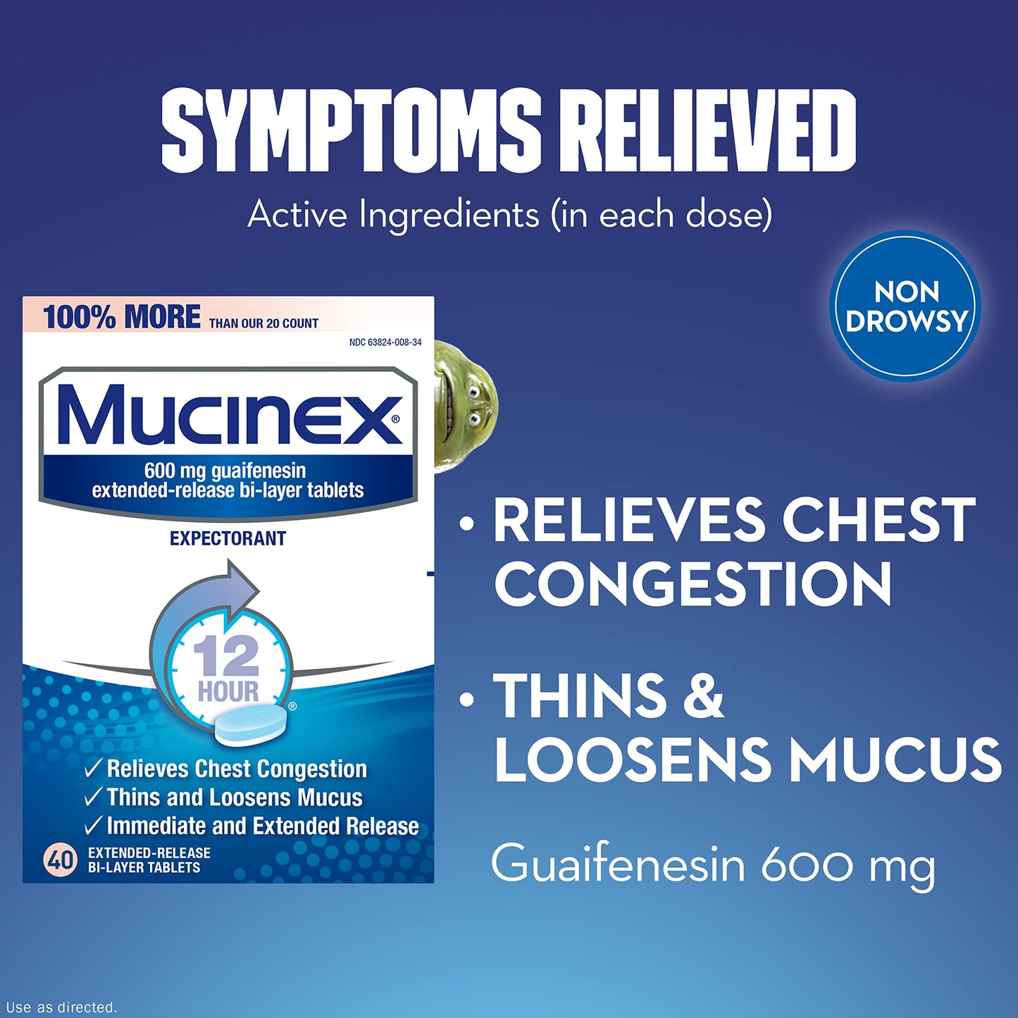 Mucinex 600mg Guaifenesin Expectorant - 40 Tablets - EXP 7/2023