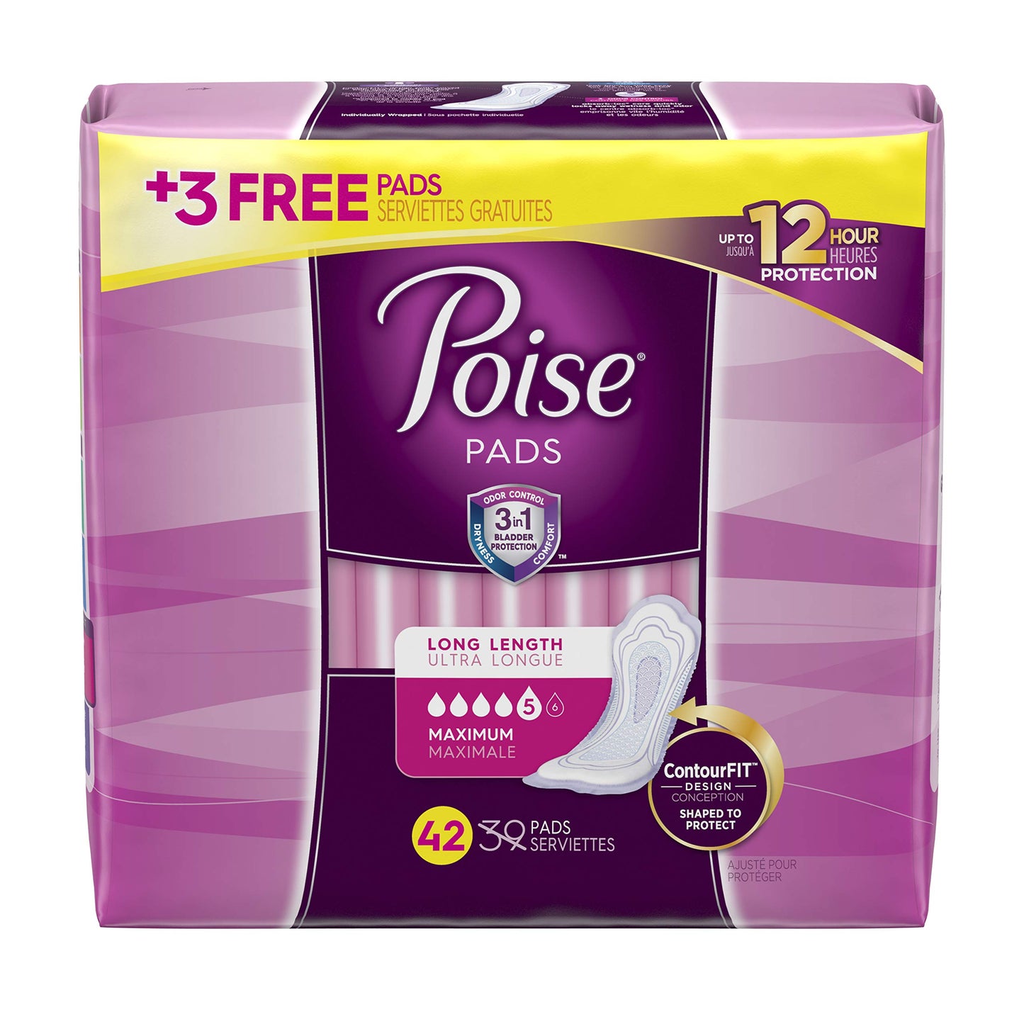 Poise Incontinence pads, Maximum Absorbency, Long, 84 Count