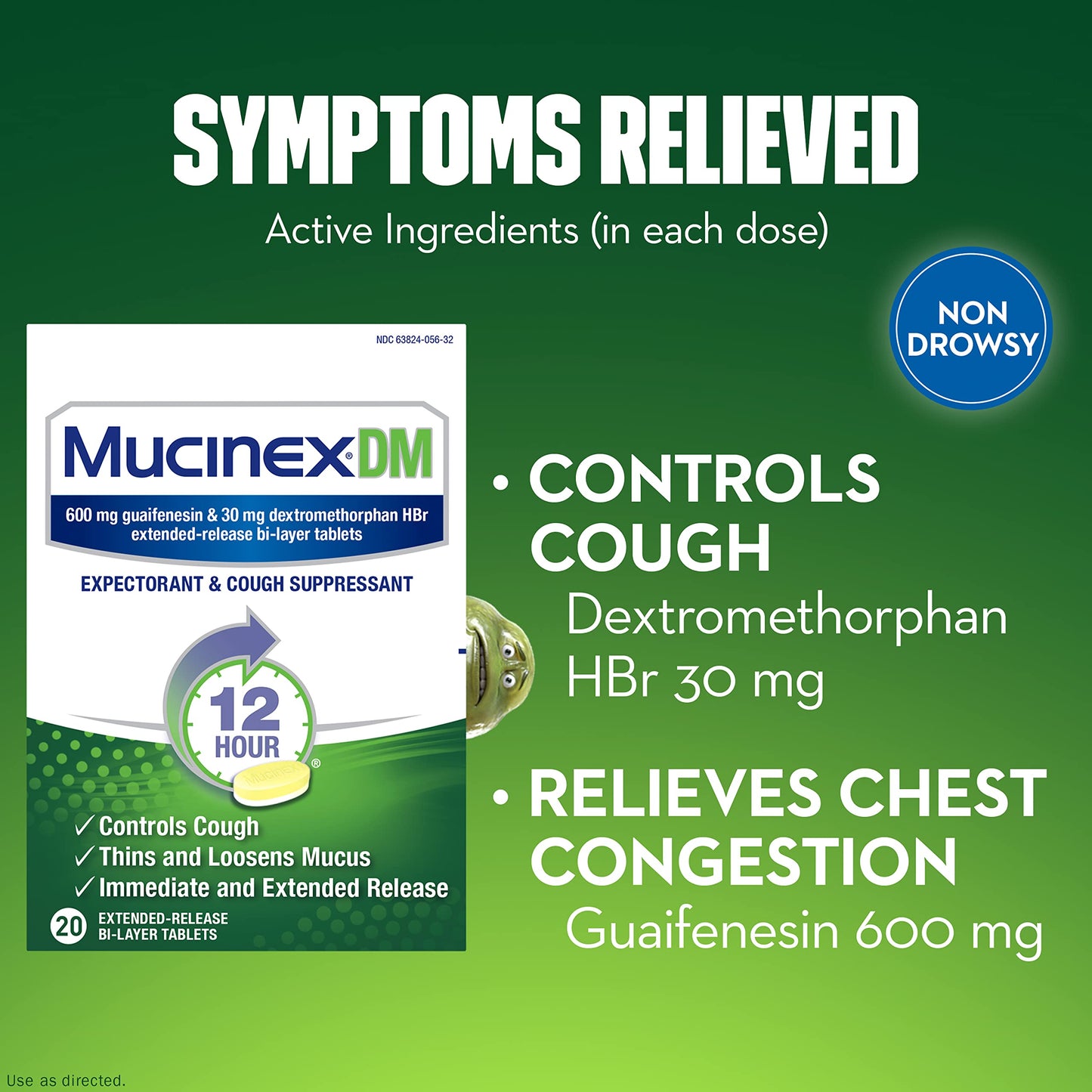 Mucinex DM-Expectorant/Cough Suppressant, 60 Tablets (3 Packs of 20 Count)