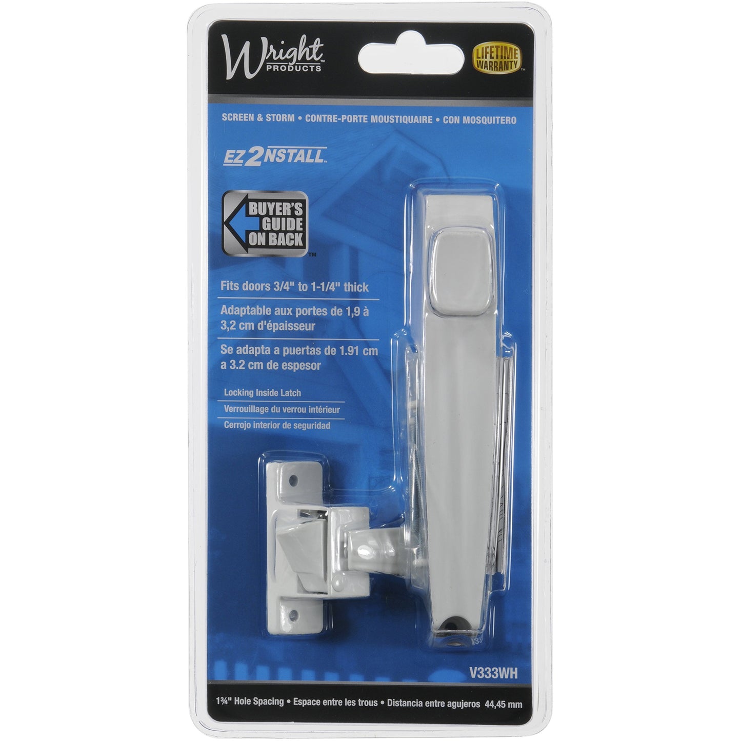 Wright Products International V333WH Screen and Storm Door Pushbutton Latch, White