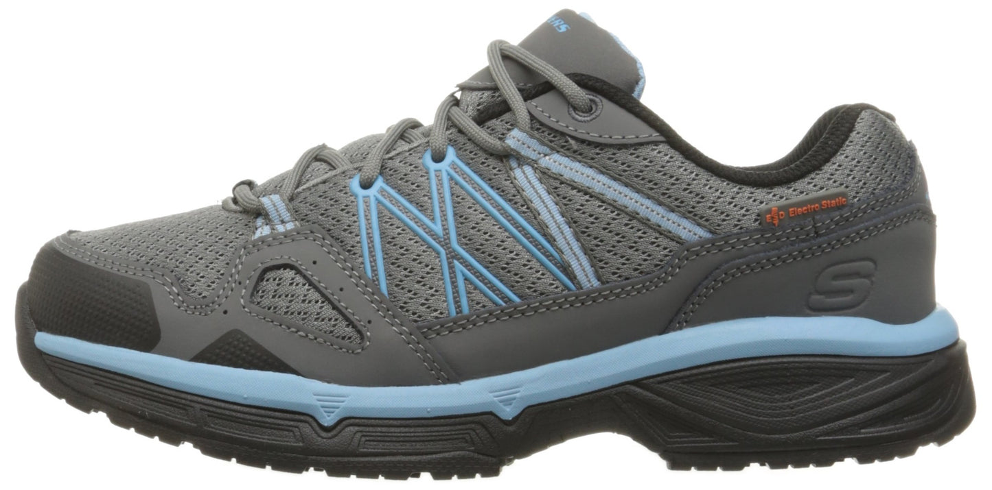 Skechers for Work Women's Conroe Abbenes Work Shoe,Gray/Blue,7.5 M US