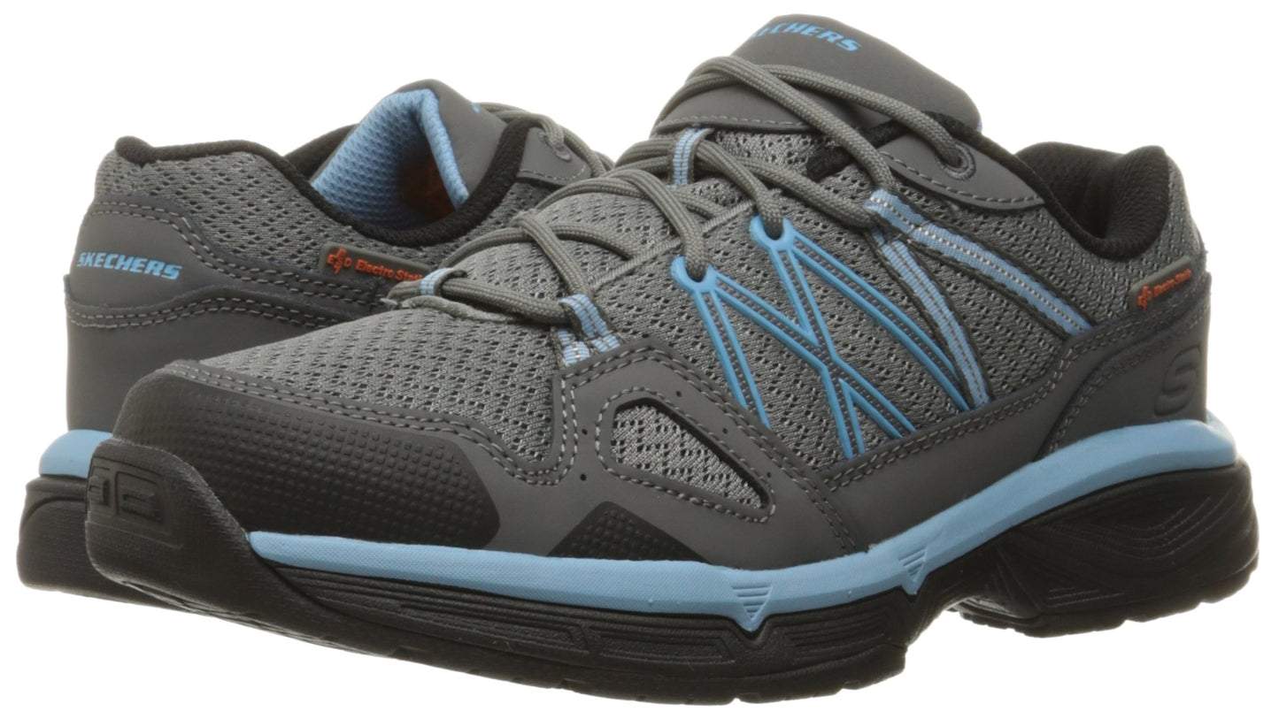 Skechers for Work Women's Conroe Abbenes Work Shoe,Gray/Blue,9.5 M US