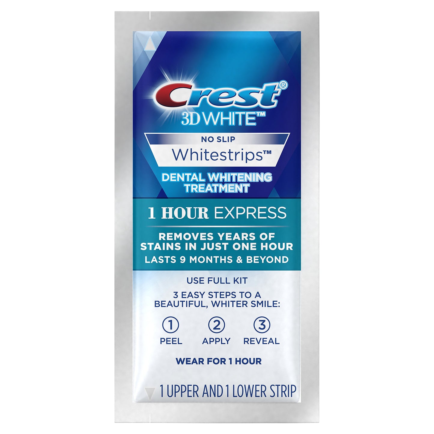 Crest 3D White Whitestrips 1 Hour Express Teeth Whitening Kit, 7 Treatments