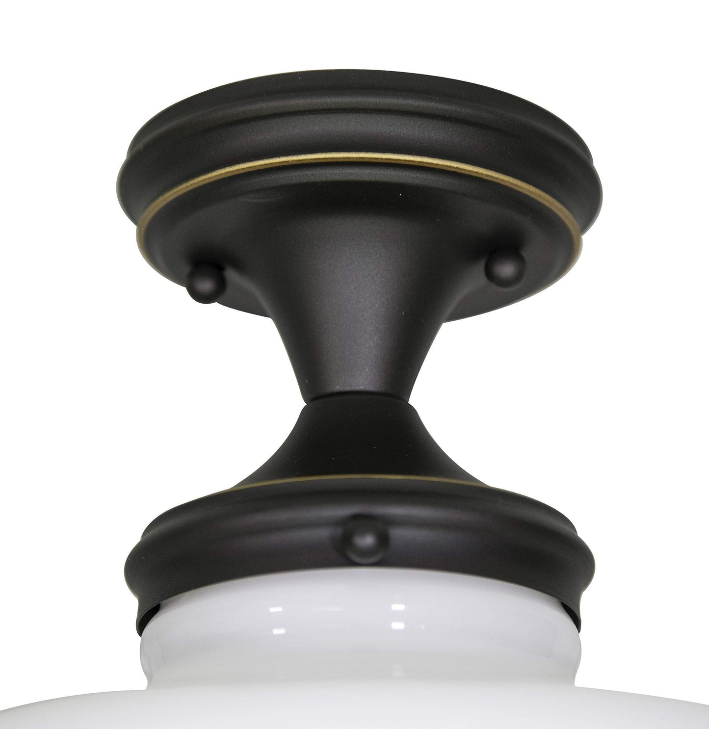 Design House 577502 Schoolhouse Semi-Flush Ceiling Light, Opal Glass, Oil Rubbed Bronze