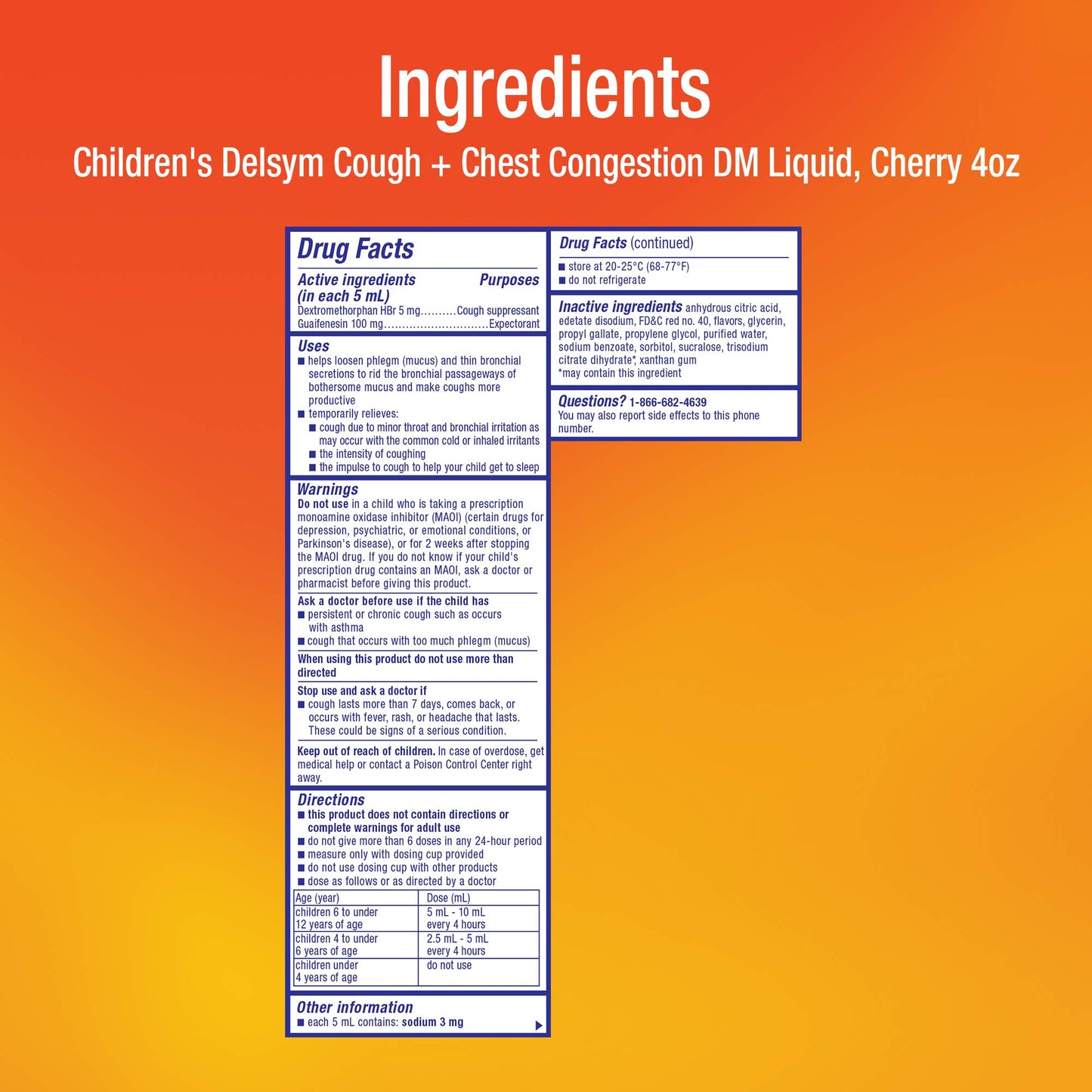 Delsym Children's DM Cough Liquid, Cherry, 4oz EXP 11/2024