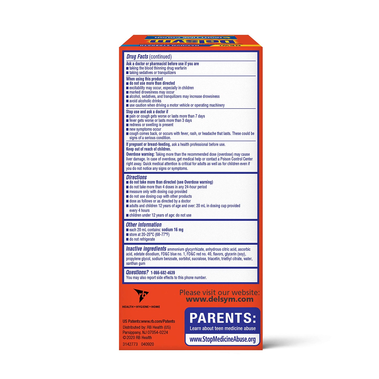 Delsym Adult Liquid Nighttime Cough Ounce, 6 Fl Oz EXP 3/2024