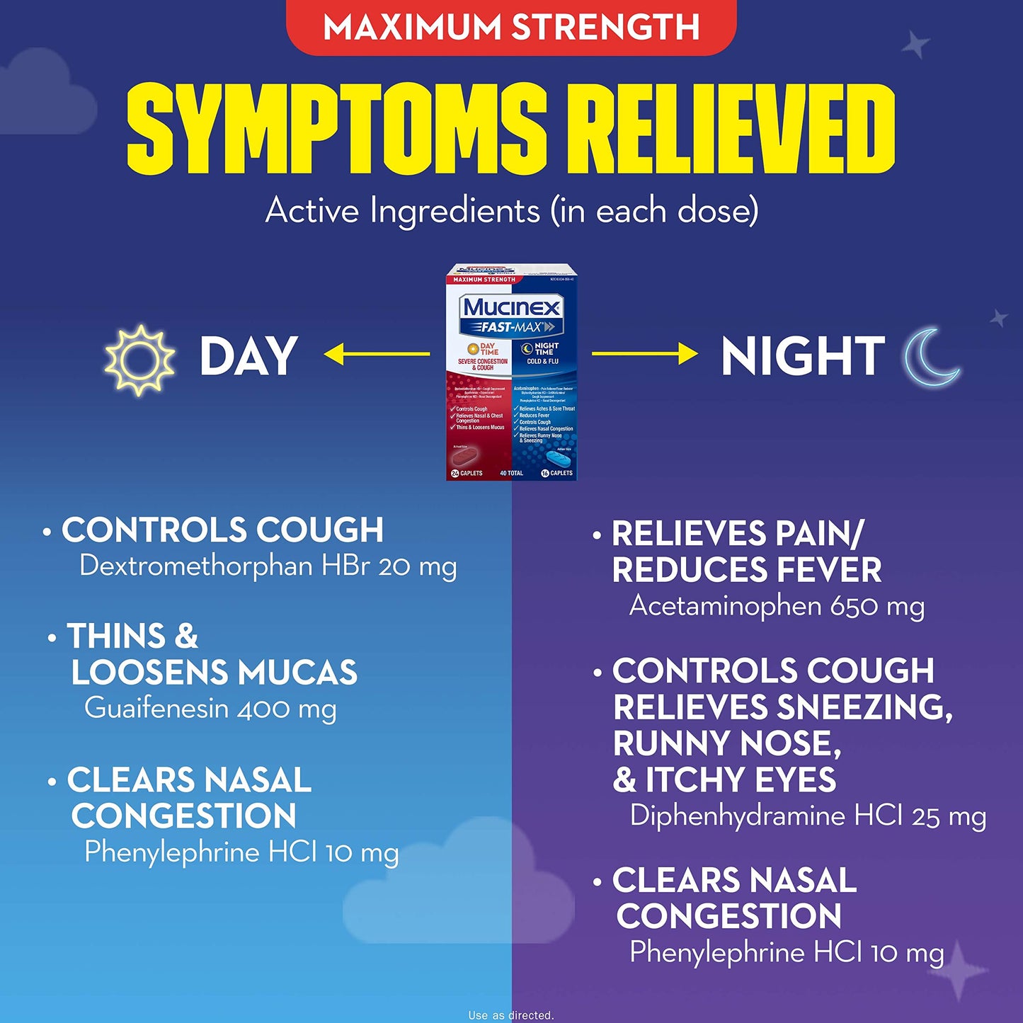 Mucinex Fast -Max Day & Night Cold, Cough, & Congestion Caplets For 12+(11/22)