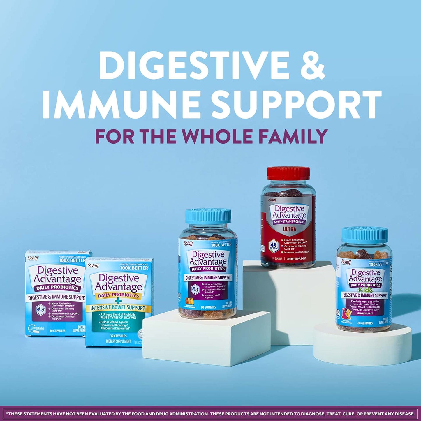 Schiff Digestive Advantage Fruit Flavors Blend Probiotic, 80 Gummies, EXP 6/2023